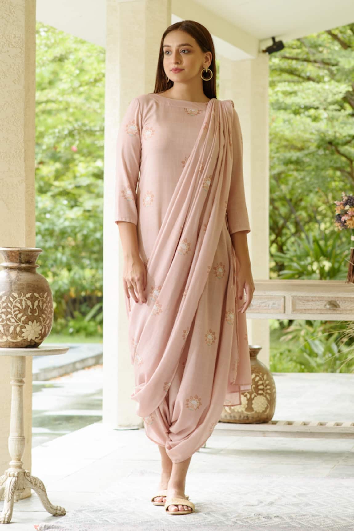 Pasha India Printed Jumpsuit With Detachable Dupatta