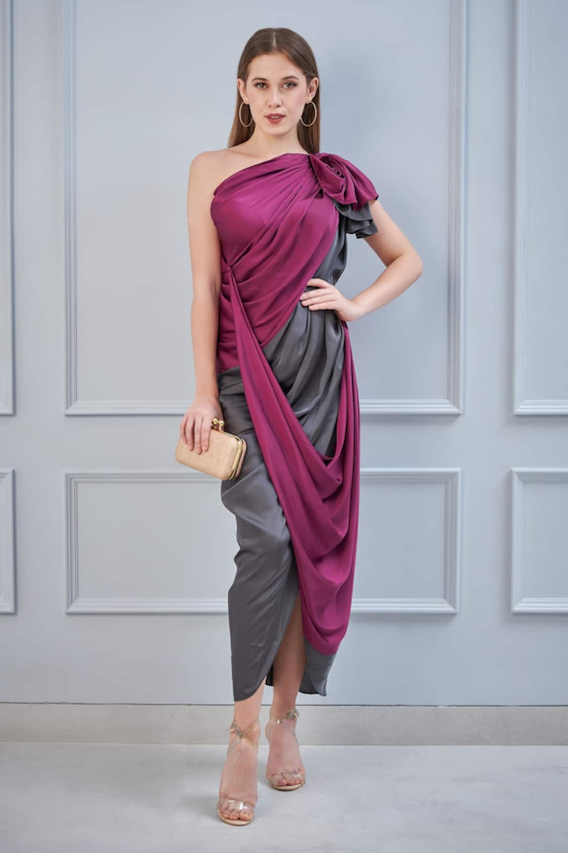 NA-KA Satin One Shoulder Gown
