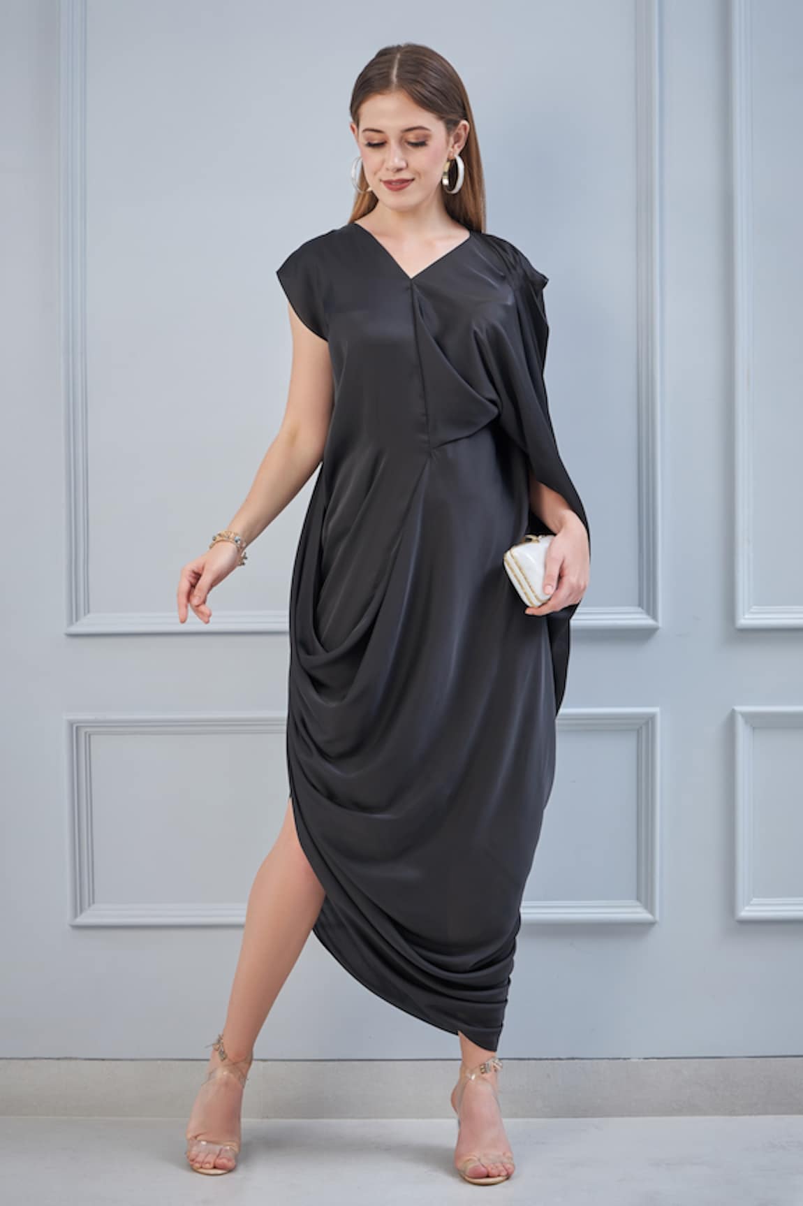 Na-Ka Satin Draped Dress