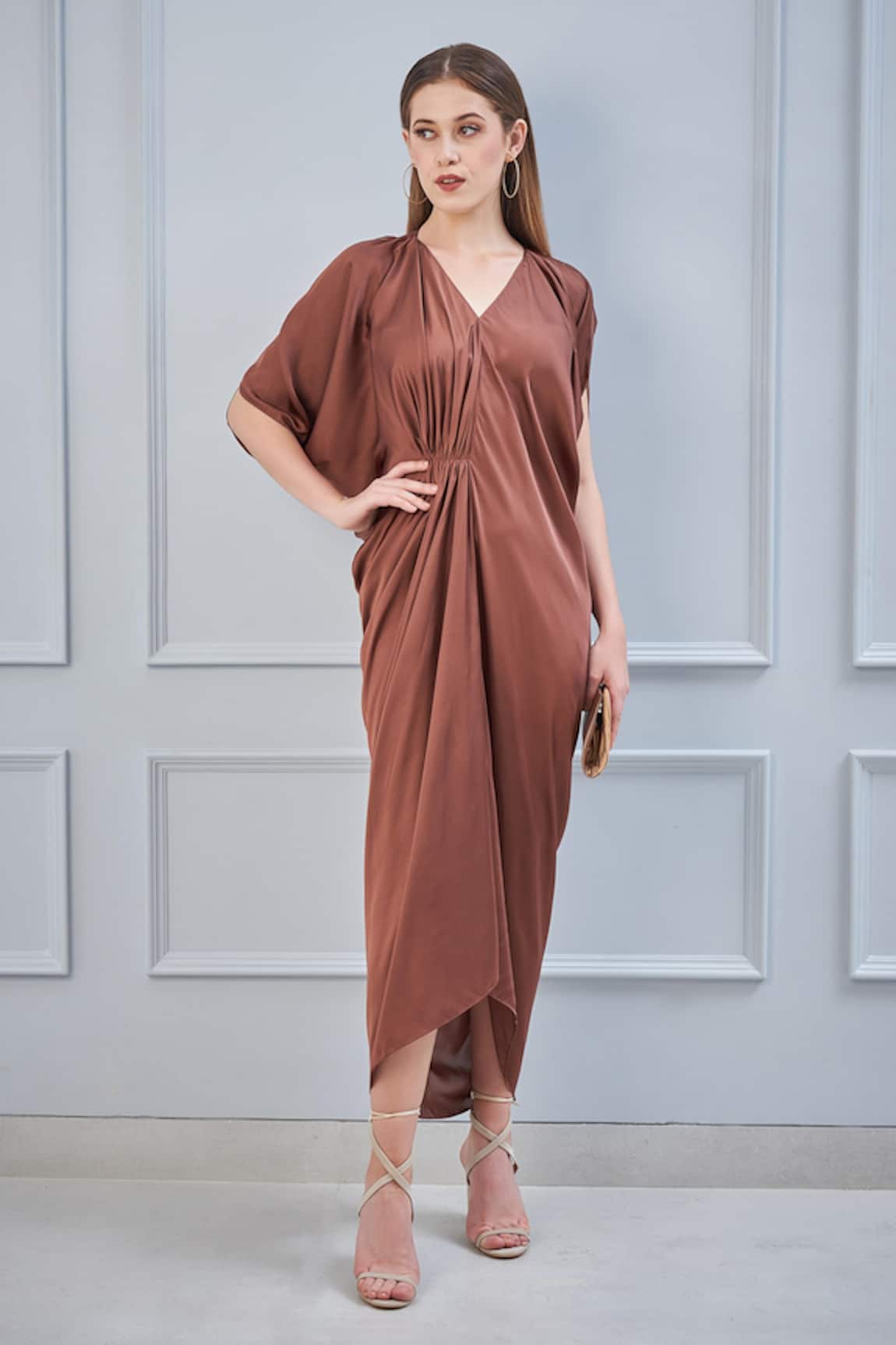 Na-Ka Satin Draped Dress