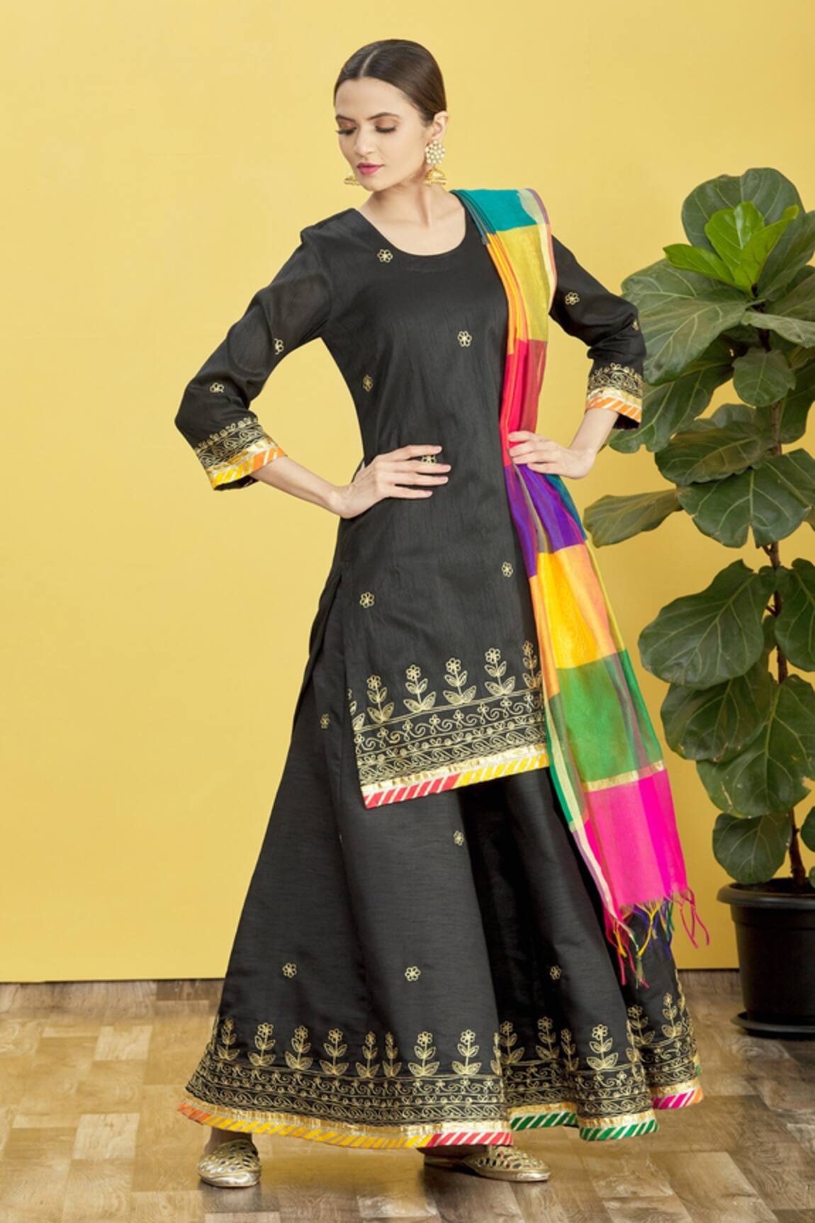 Nazaakat by Samara Singh Floral Embroidered Kurta Lehenga Set