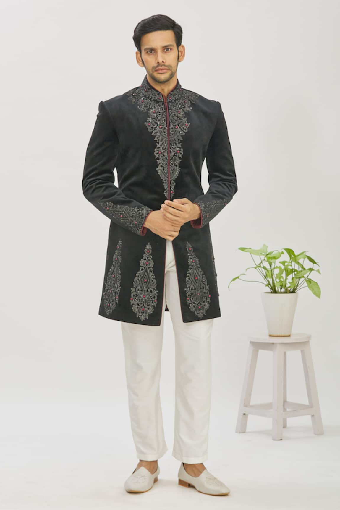 Mapxencars Embroidered Bandhgala & Pant Set