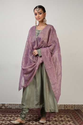 Rhua Silk Zardozi Embroidered Kurta Set 