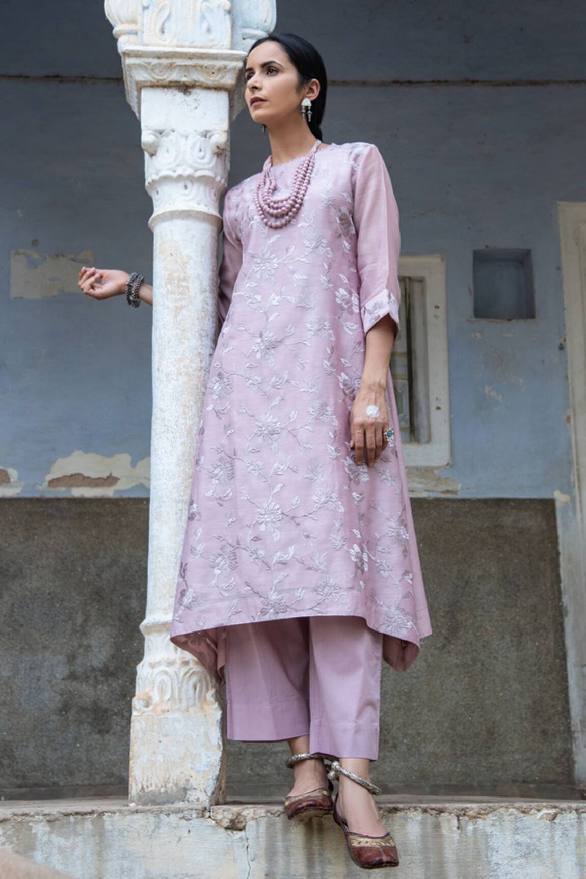 Kameez Chanderi Kurta & Cotton Pant Set