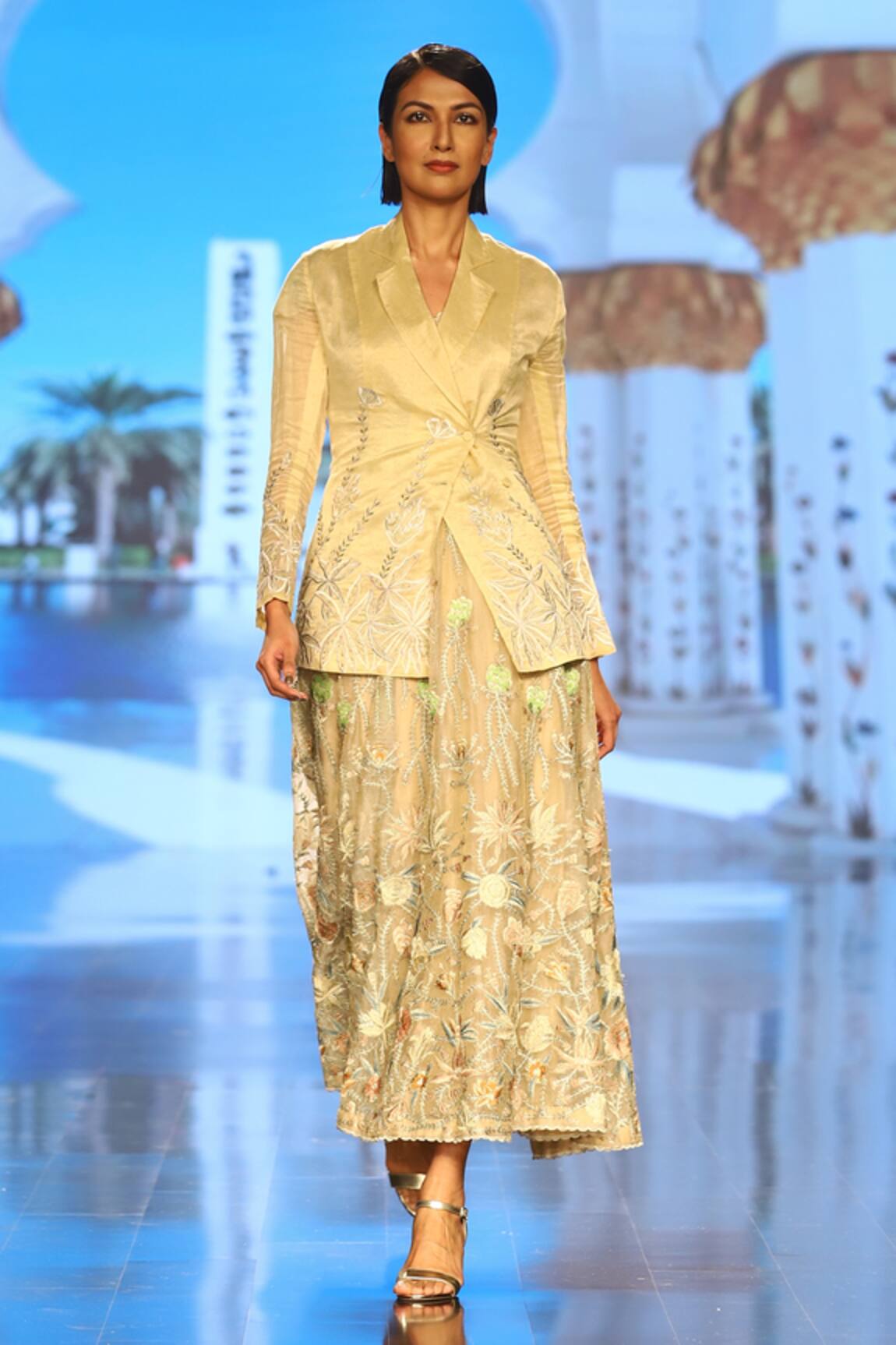 Rahul Singh Chanderi Embroidered Jacket With Anarkali