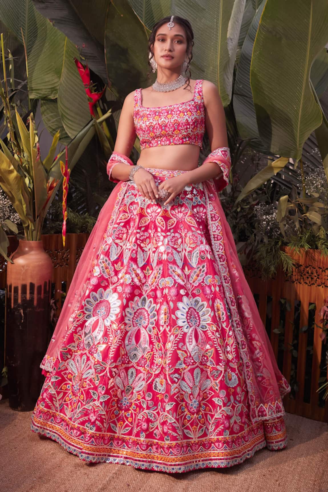 Aneesh Agarwaal Silk Embroidered Bridal Lehenga Set 