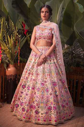 Aneesh Agarwaal Mirror Work Embroidered Bridal Lehenga Set 