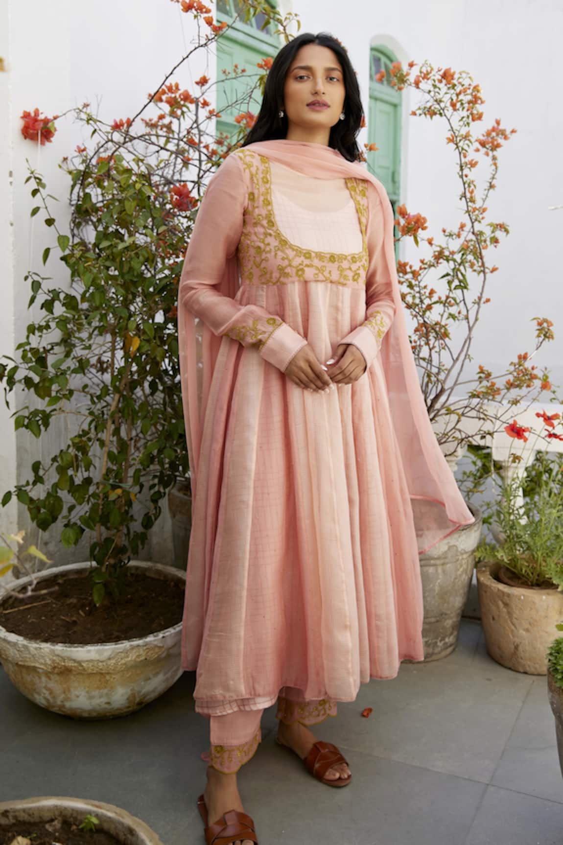 Label Nimbus Chanderi Anarkali Set 