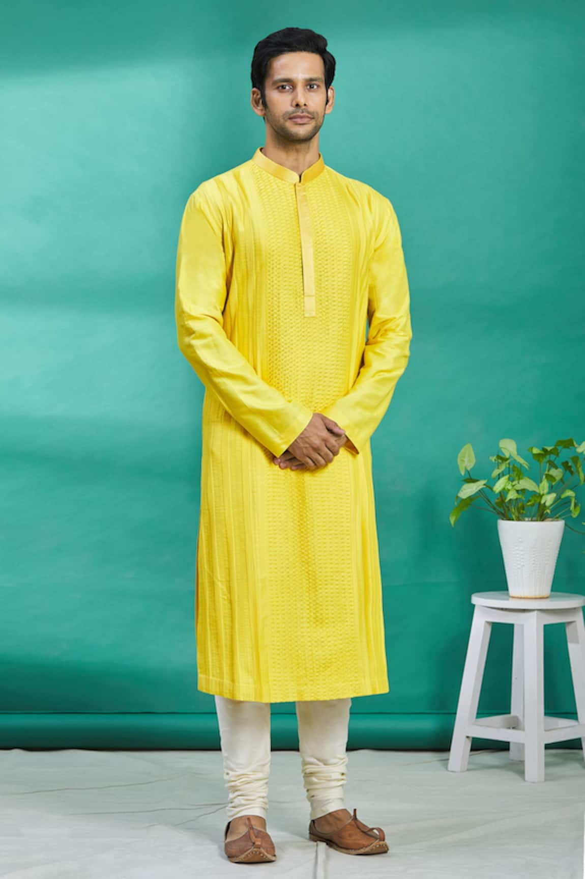 Kishore Ramani Silk Pleated Kurta Set