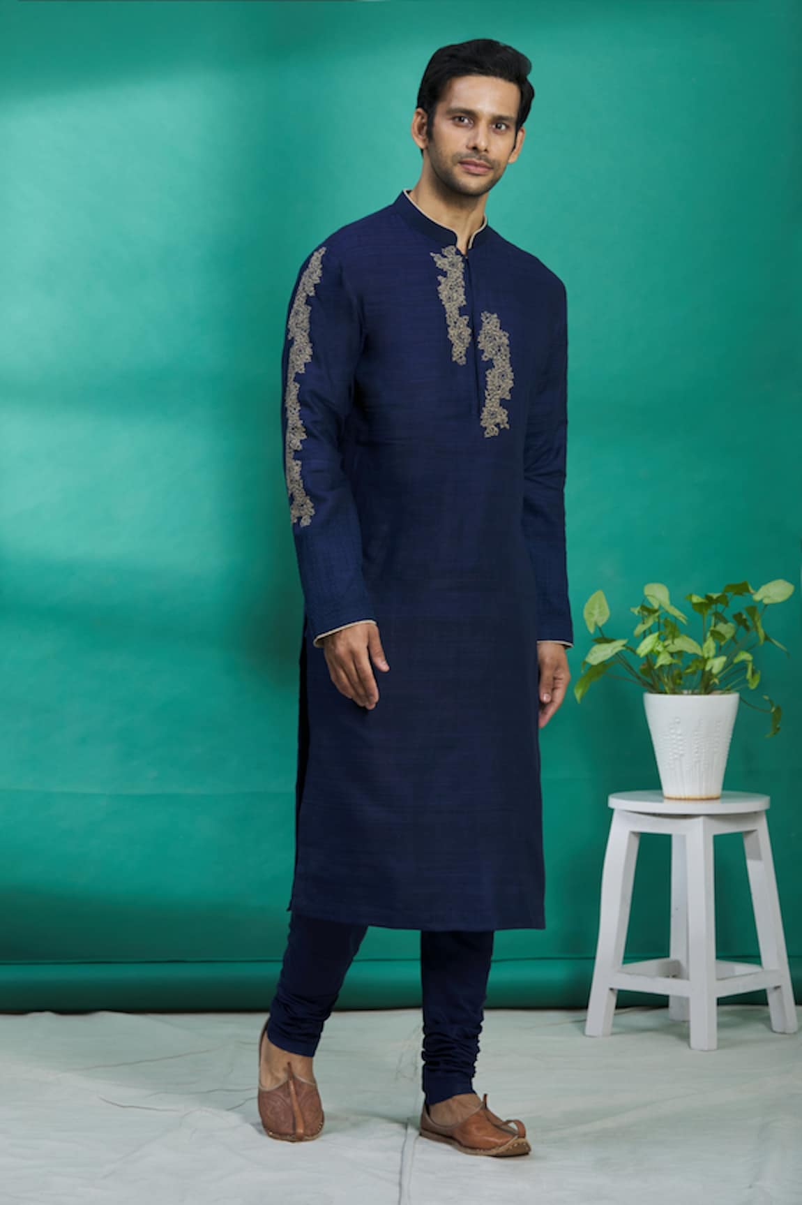 Kishore Ramani Silk Embroidered Kurta Set