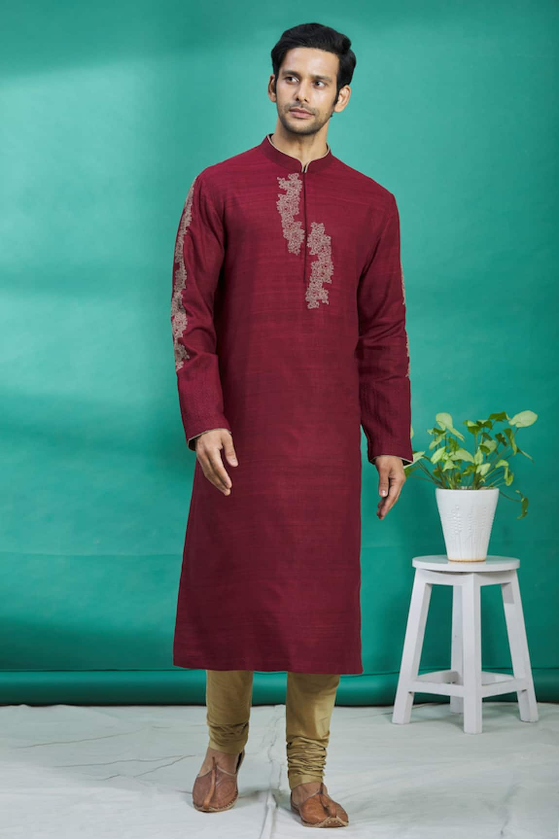 Kishore Ramani Silk Embroidered Kurta Set