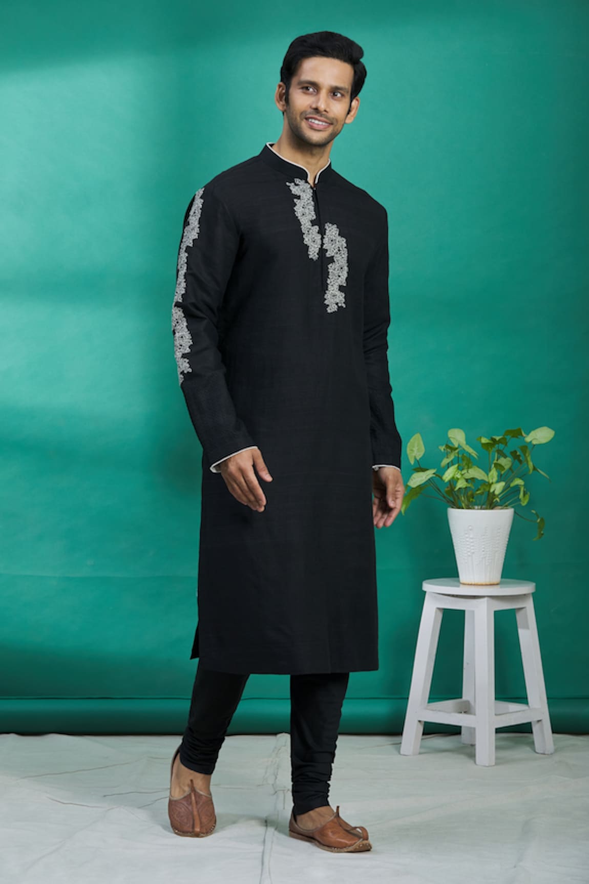 Kishore Ramani Silk Embroidered Kurta Set