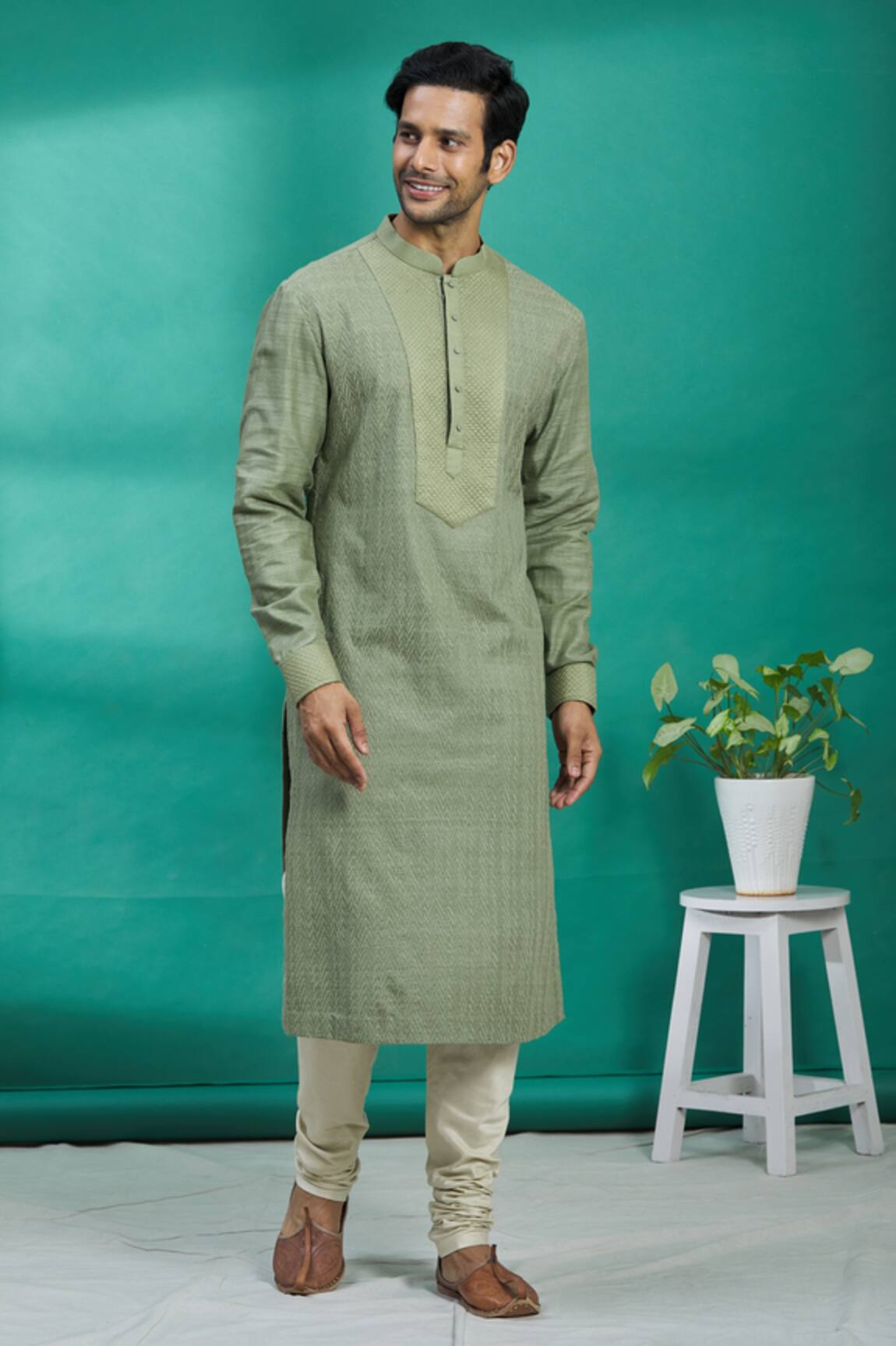 Kishore Ramani Silk Embroidered Kurta Set