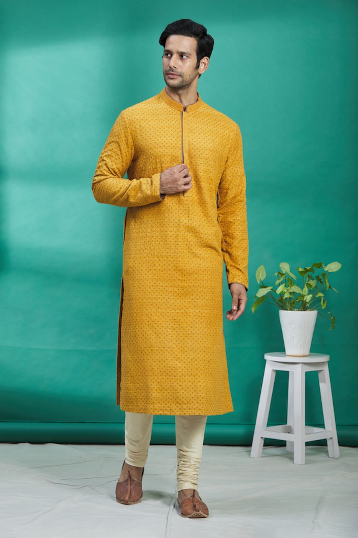 Kishore Ramani Silk Embroidered Kurta Set