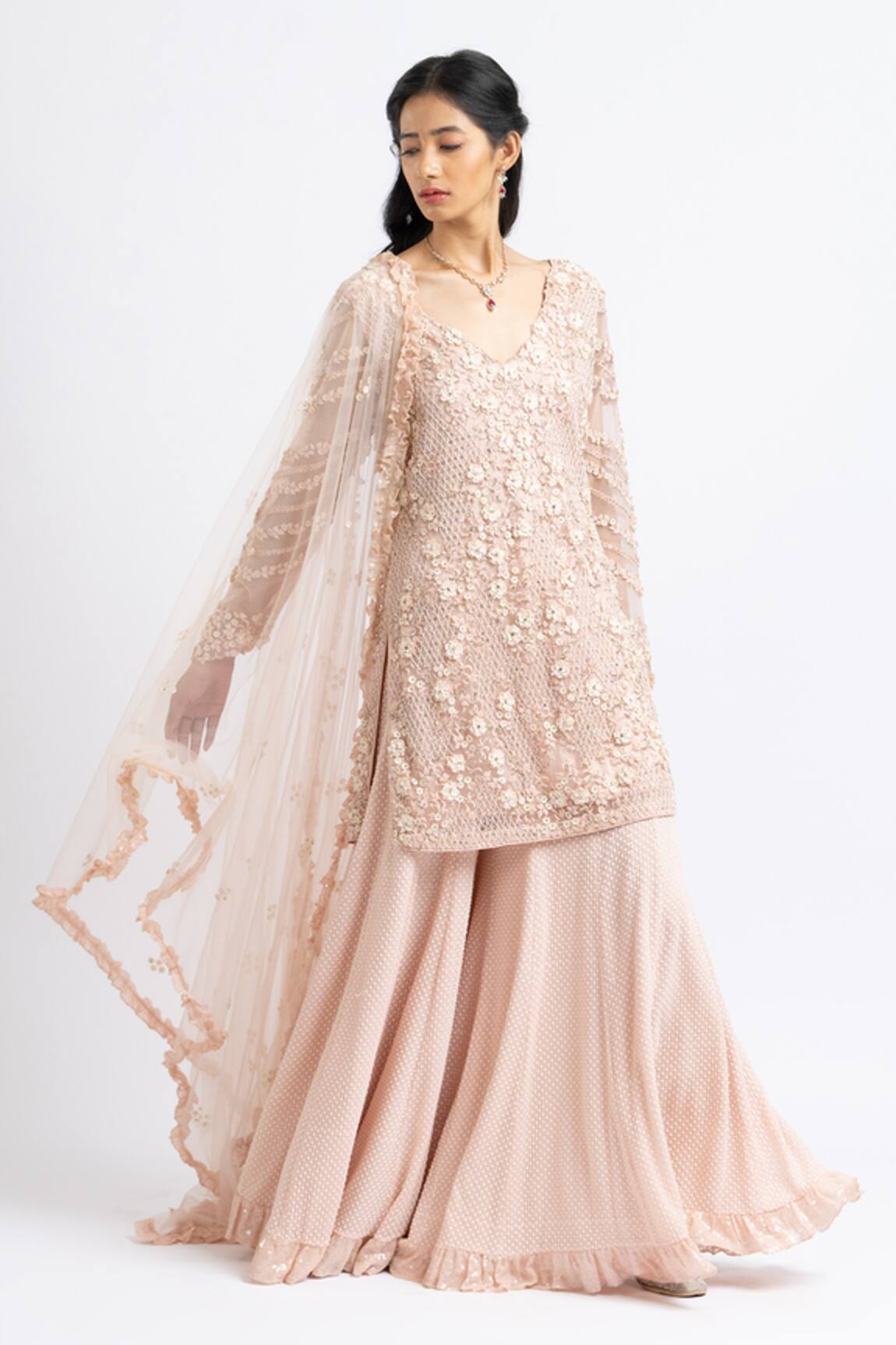 Nitika Gujral Floral 3D Embroidered Kurta Set 