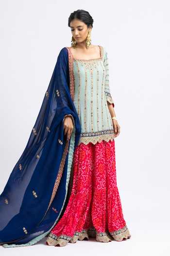 Nitika Gujral Floral Embroidered Kurta Sharara Set 