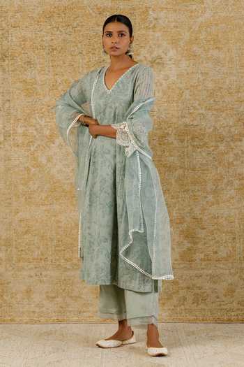 Devnaagri Floral Print Kurta Palazzo Set 