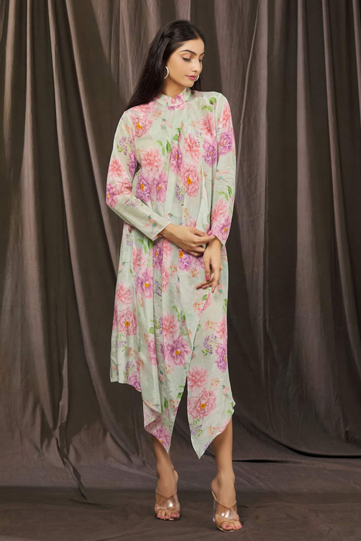 Parul | Vivek Floral Print Draped Dress