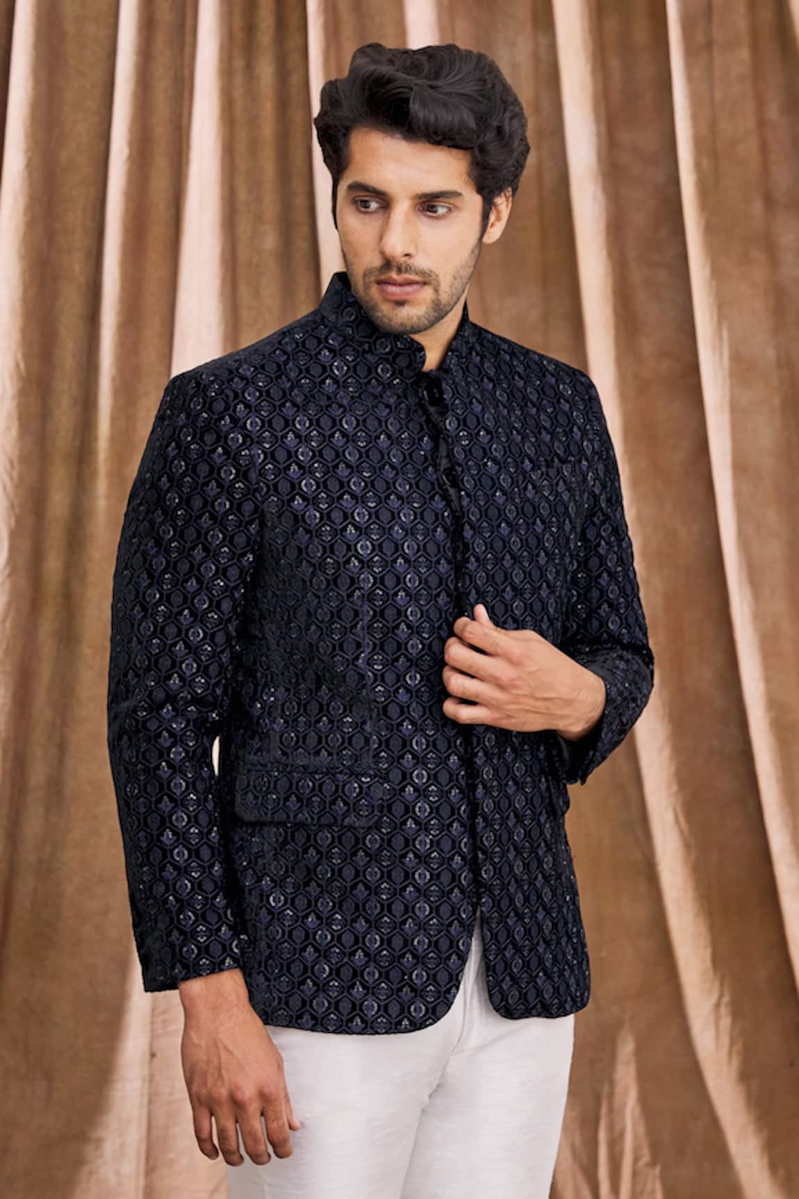 Aham-Vayam Floral Embellished Bandhgala