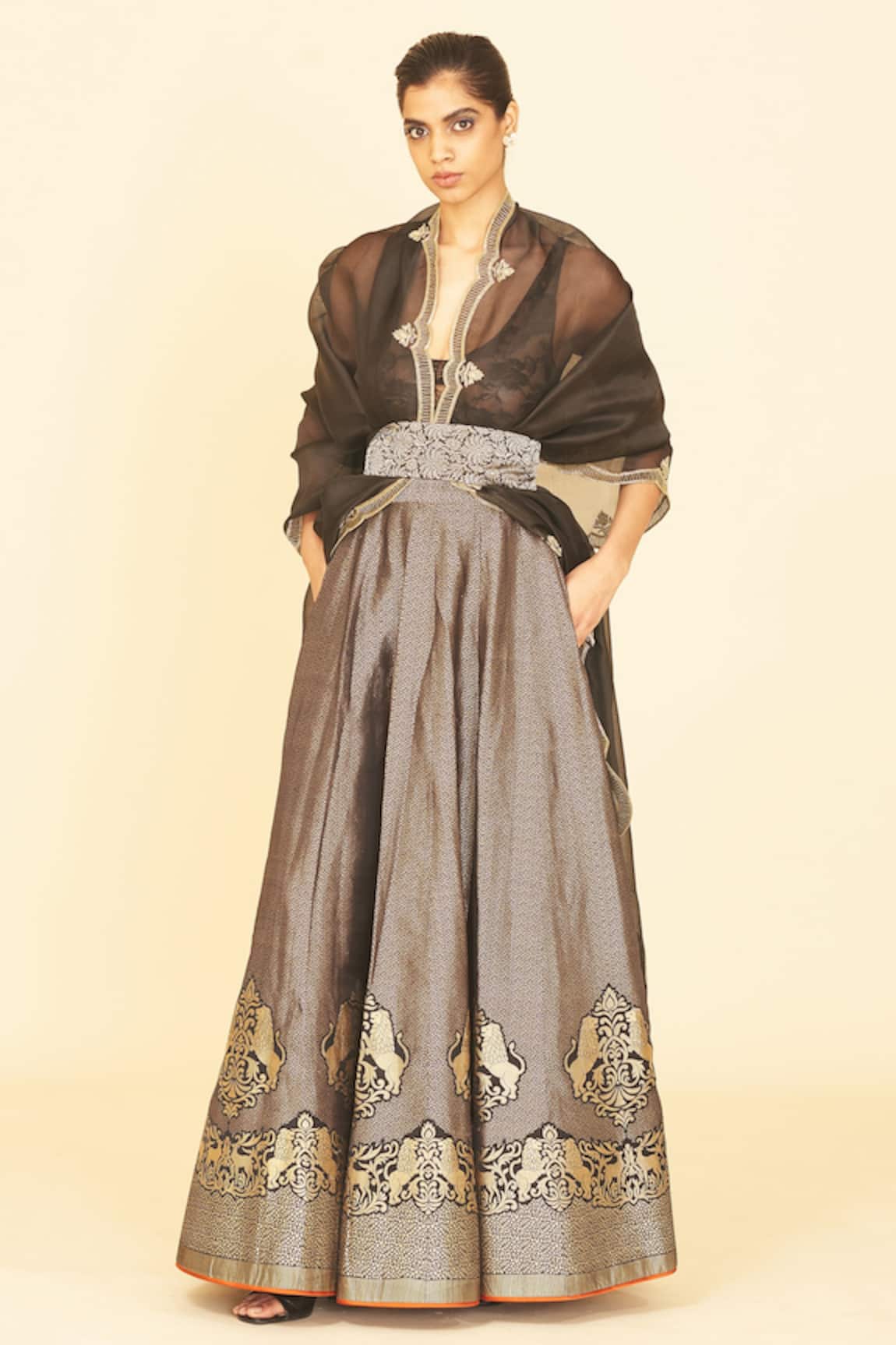 Ekaya Handwoven Silk Lehenga & Dupatta Set