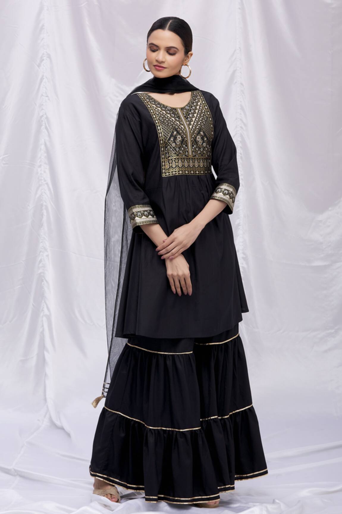 Aryavir Malhotra Woven Kurta Sharara Set