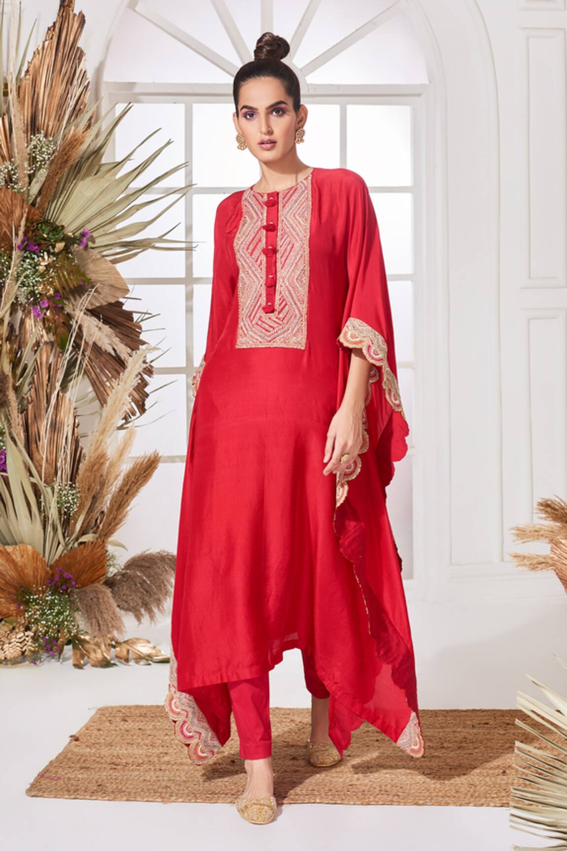 Stotram Sequin Embroidered Kaftan & Pant Set