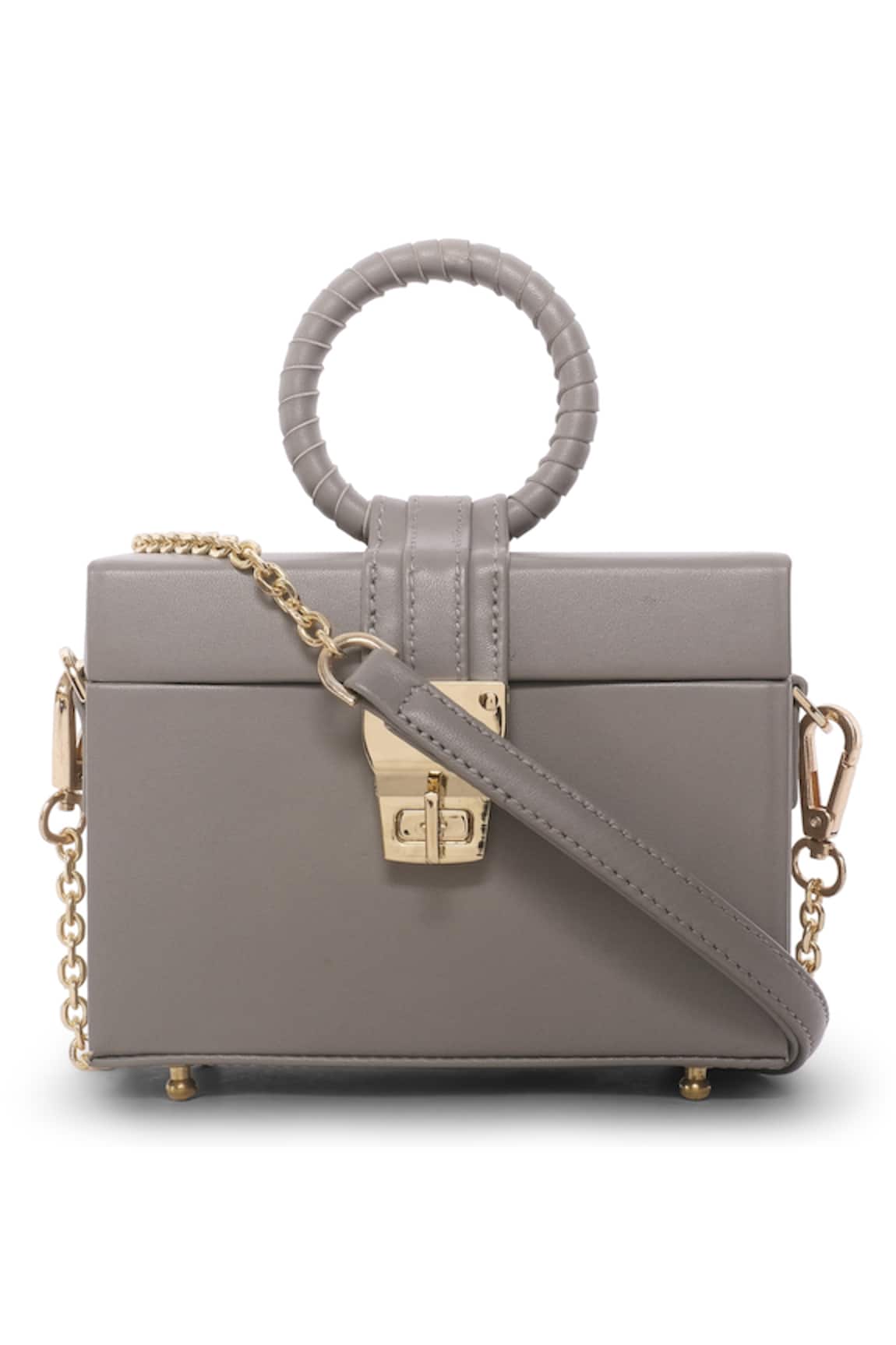 Born Flash Grey Leather Designer Sling Bag 