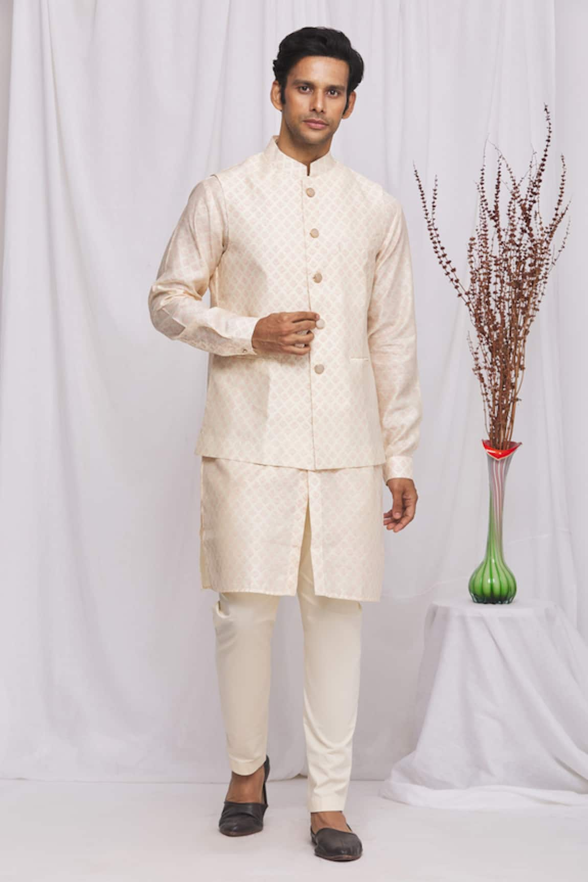 Ekam By Manish Floral Print Nehru Jacket