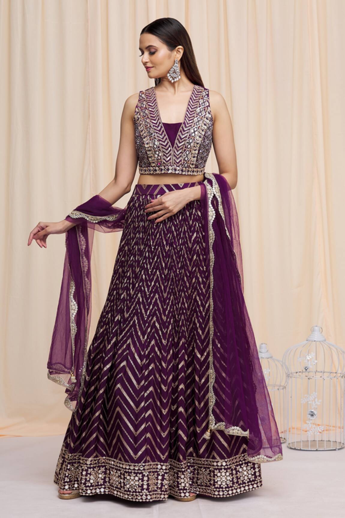 Samyukta Singhania Chevron Embroidered Lehenga Set