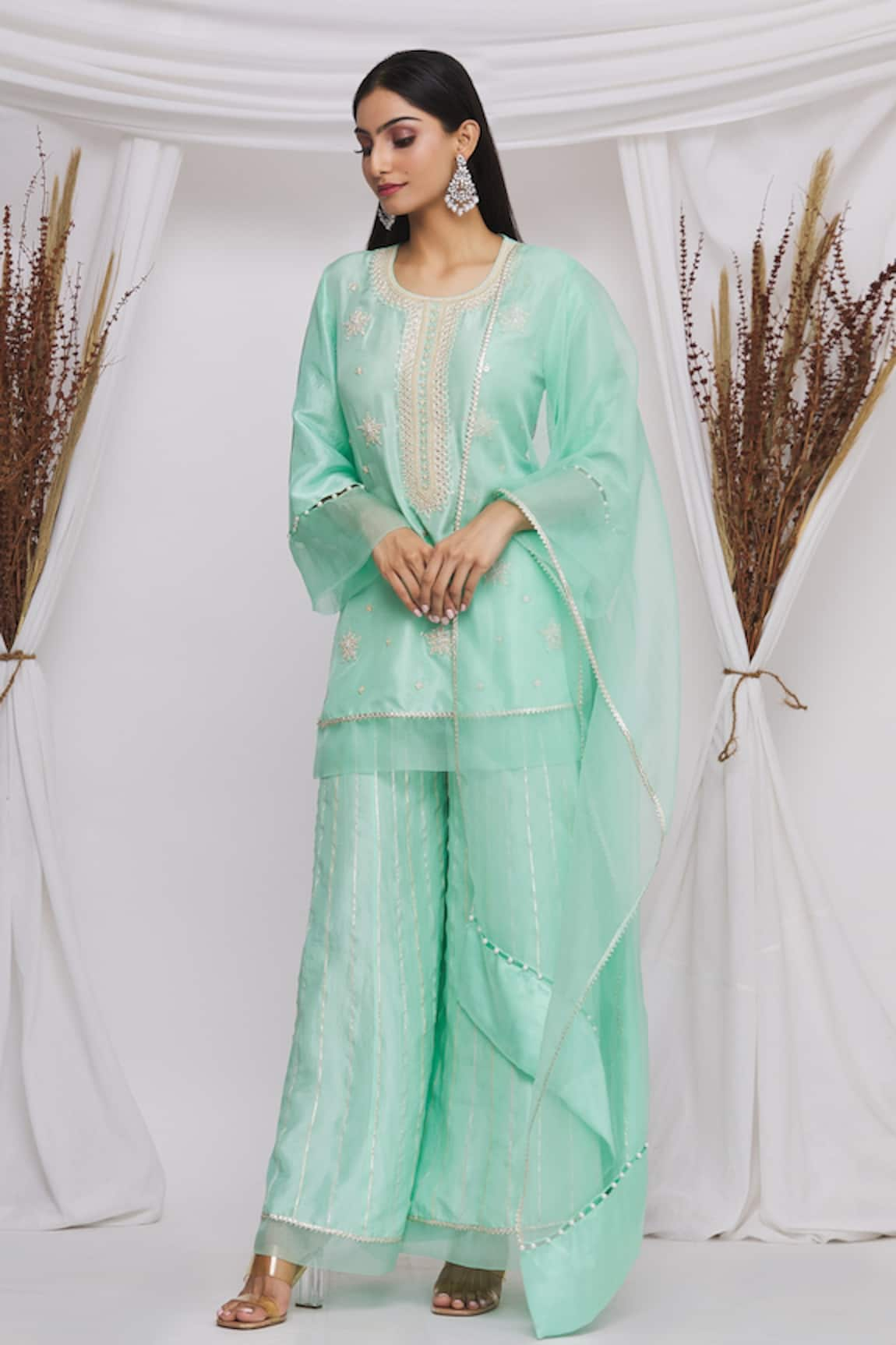 Ekta Singh Floral Embroidered Kurta Sharara Set