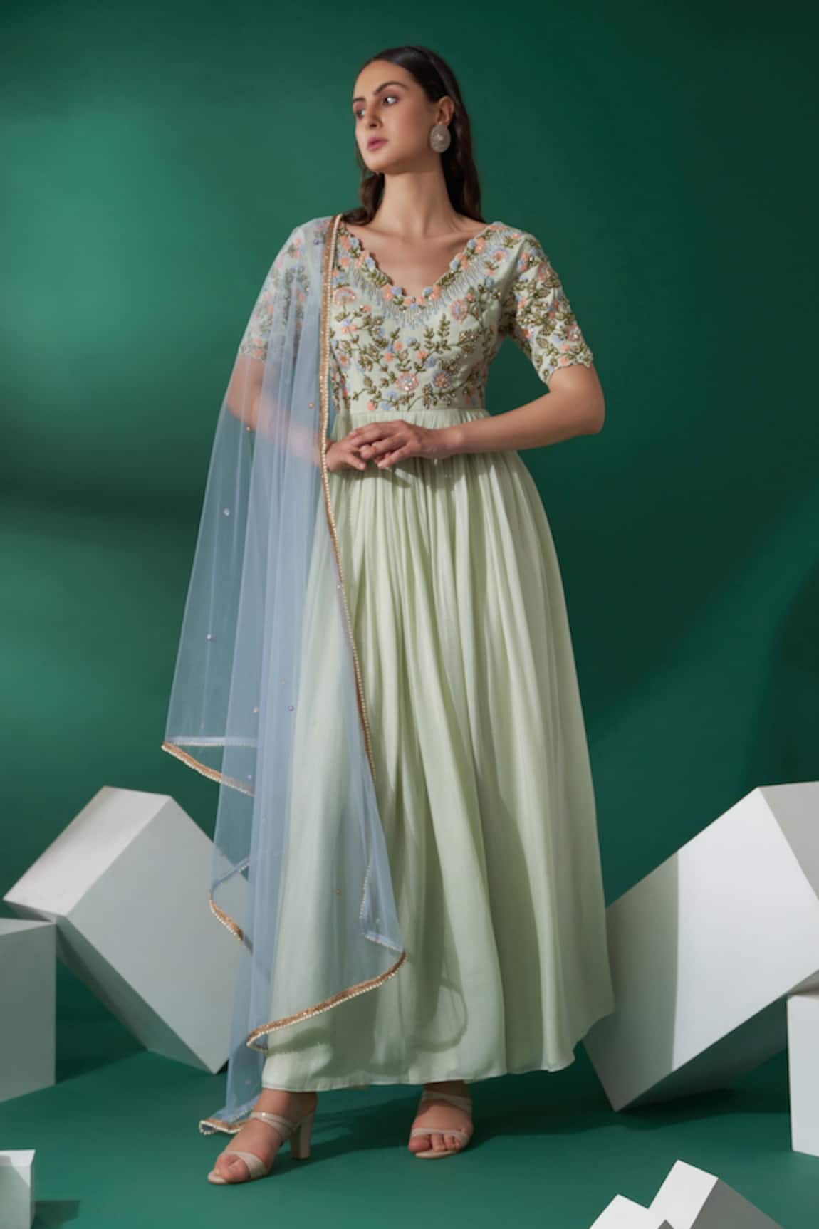 Suruchi Parakh Threadwork Anarkali With Dupatta 