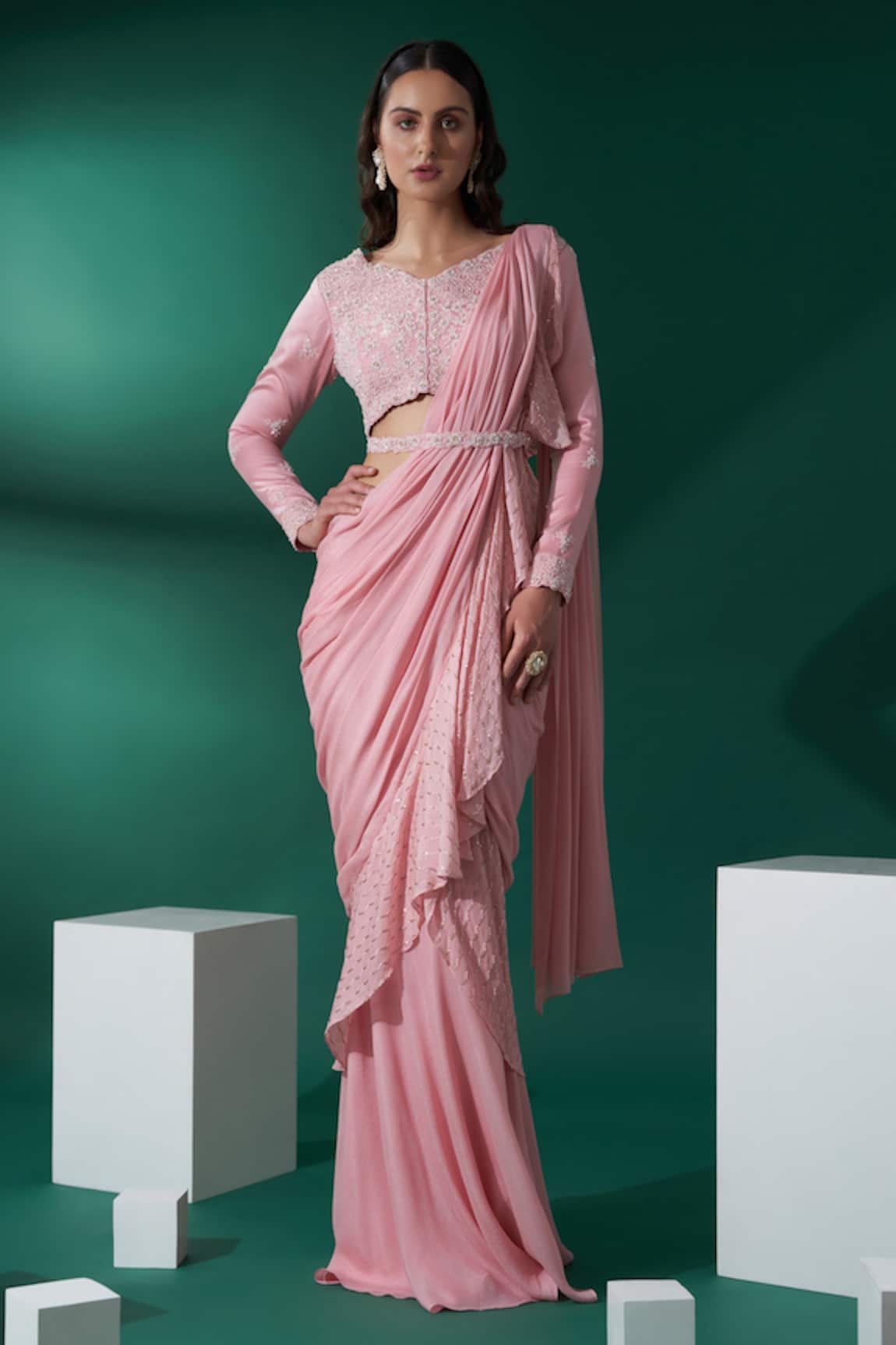 Suruchi Parakh Pre-Draped Saree With Blouse 