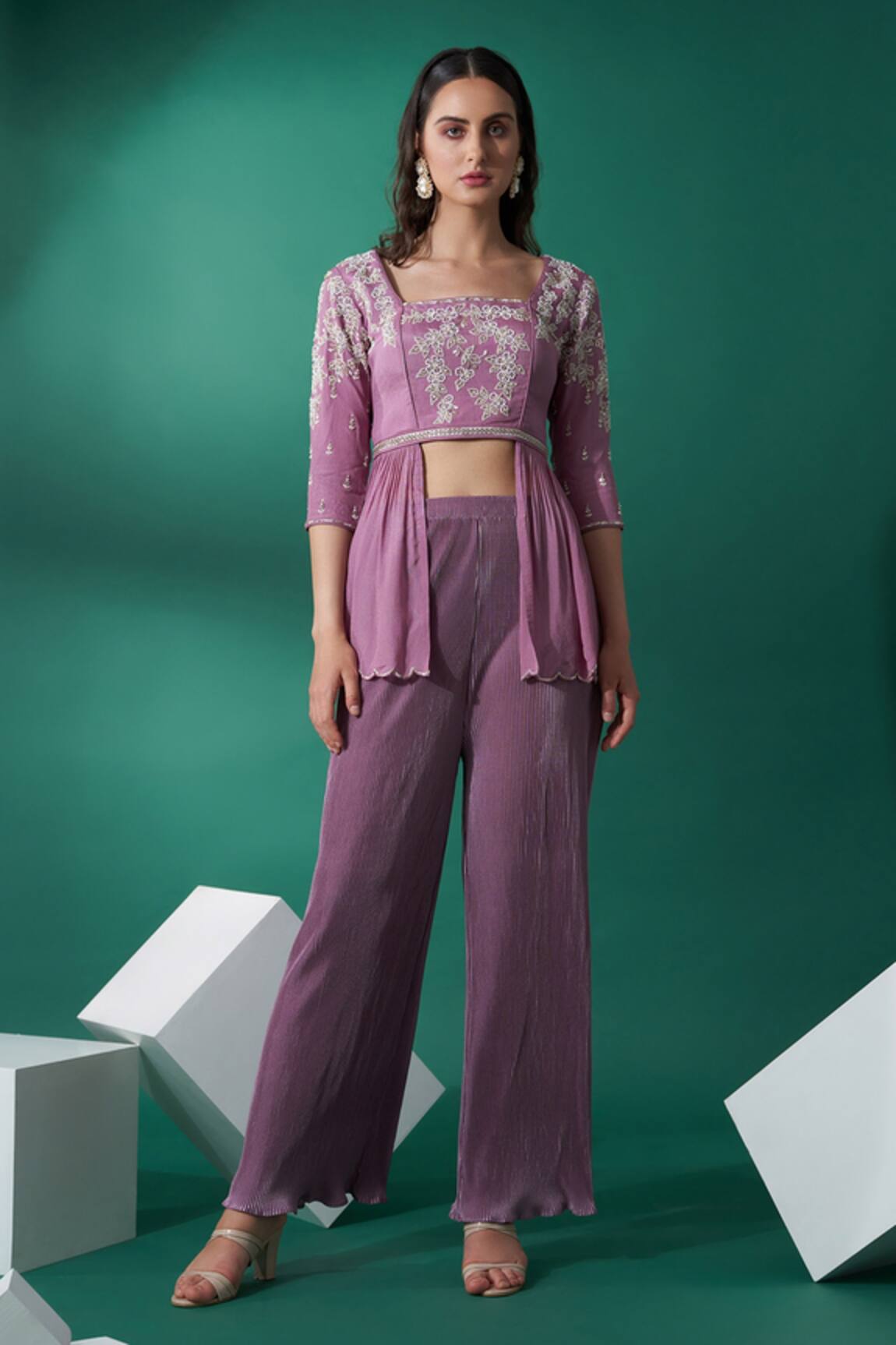 Suruchi Parakh Asymmetric Crop Top & Pant Set