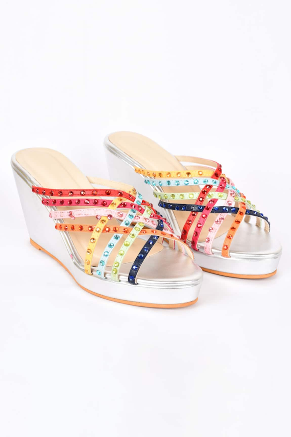 Samyukta Singhania Stone Embellished Strappy Wedges