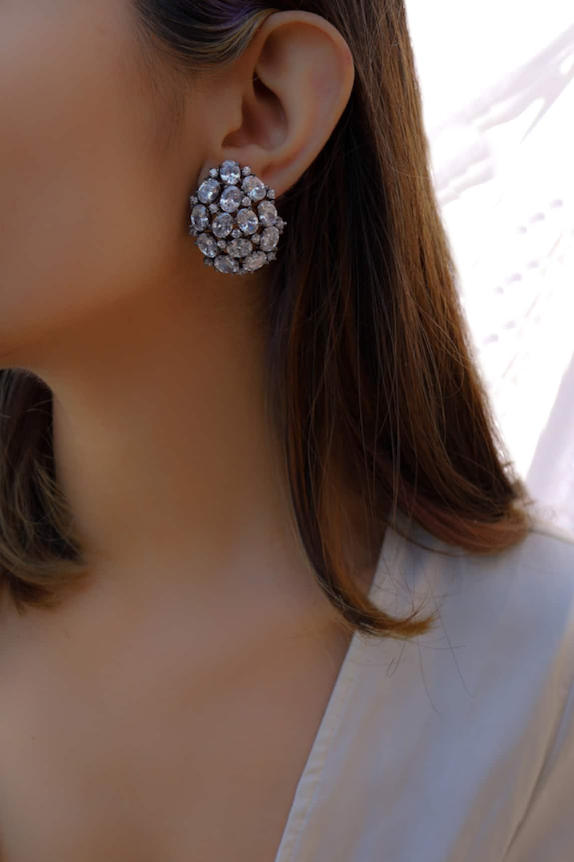 Buy Crystal Stud Earrings Stainless Steel Post and Screwback Online in  India  Etsy