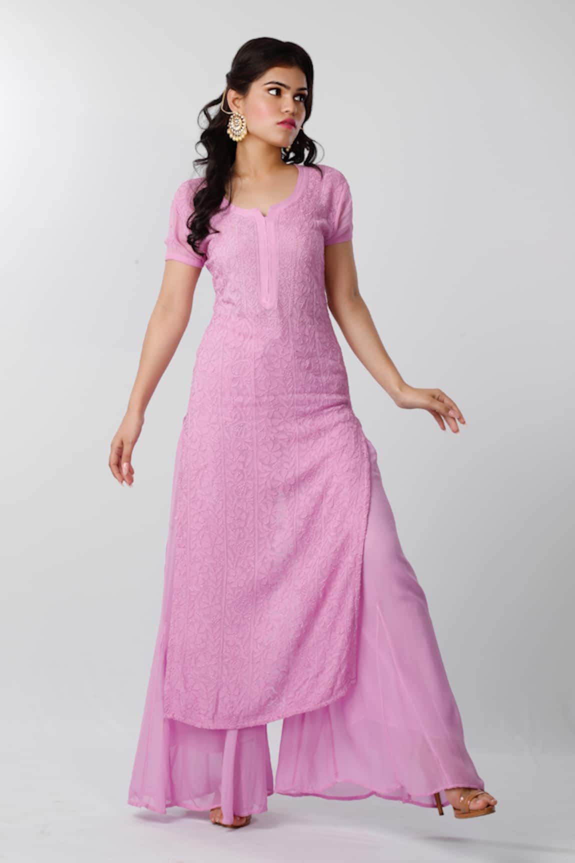 LABEL AISHWARYRIKA Chikankari Kurta Palazzo Set 