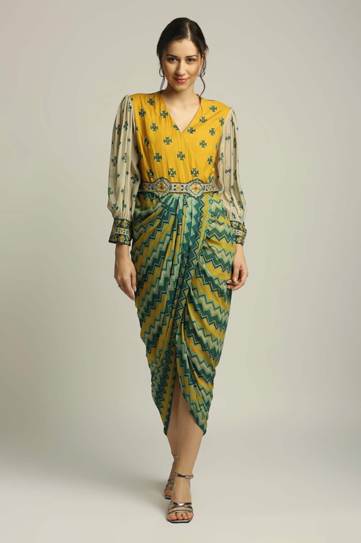 Soup By Sougat Paul Geometric Print Dress With Belt 