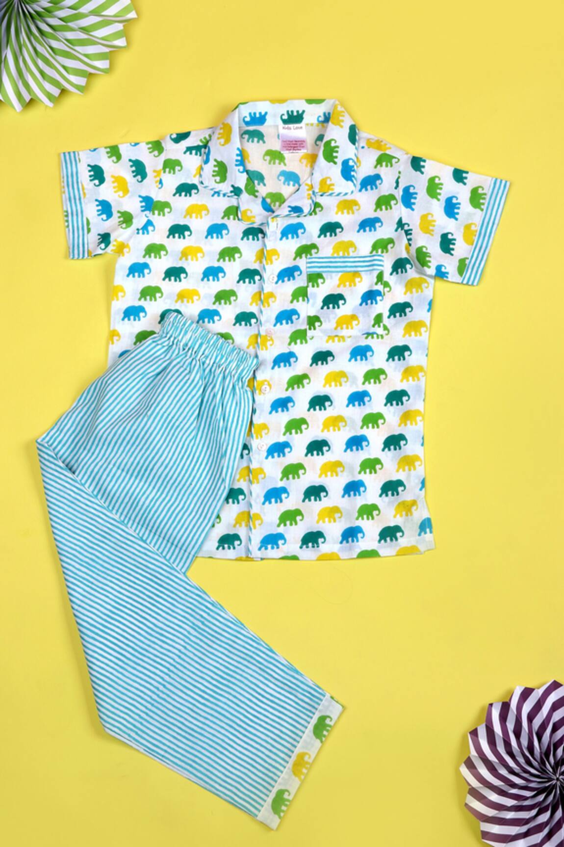 Kids Lane Cotton Elephant Print Night Suit