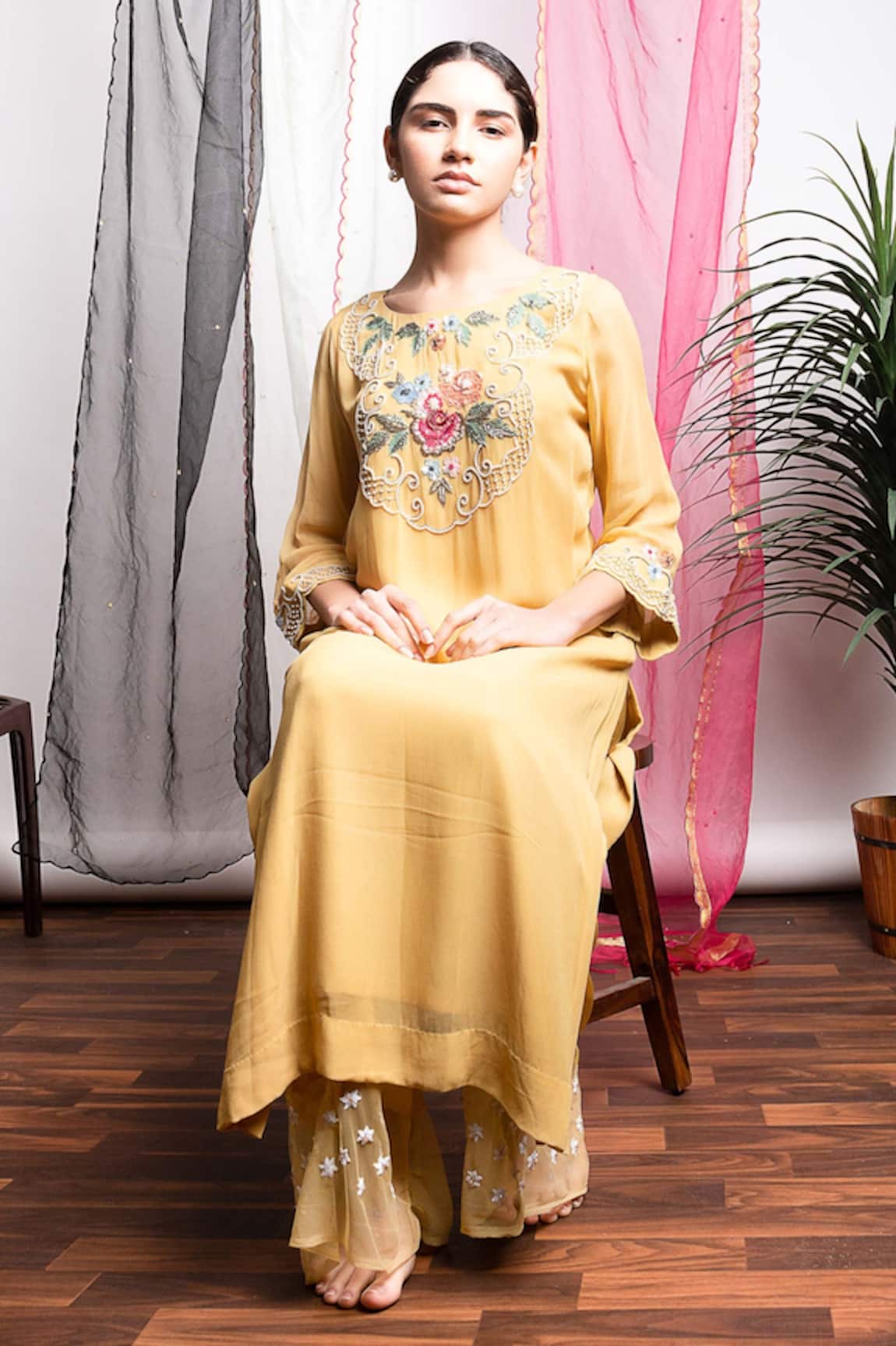 Radha Sharma Pearl Embroidered Kurta Set 