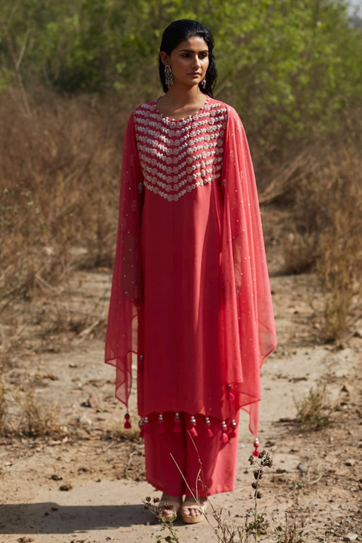 Radha Sharma Hand Embroidered Kurta Palazzo Set