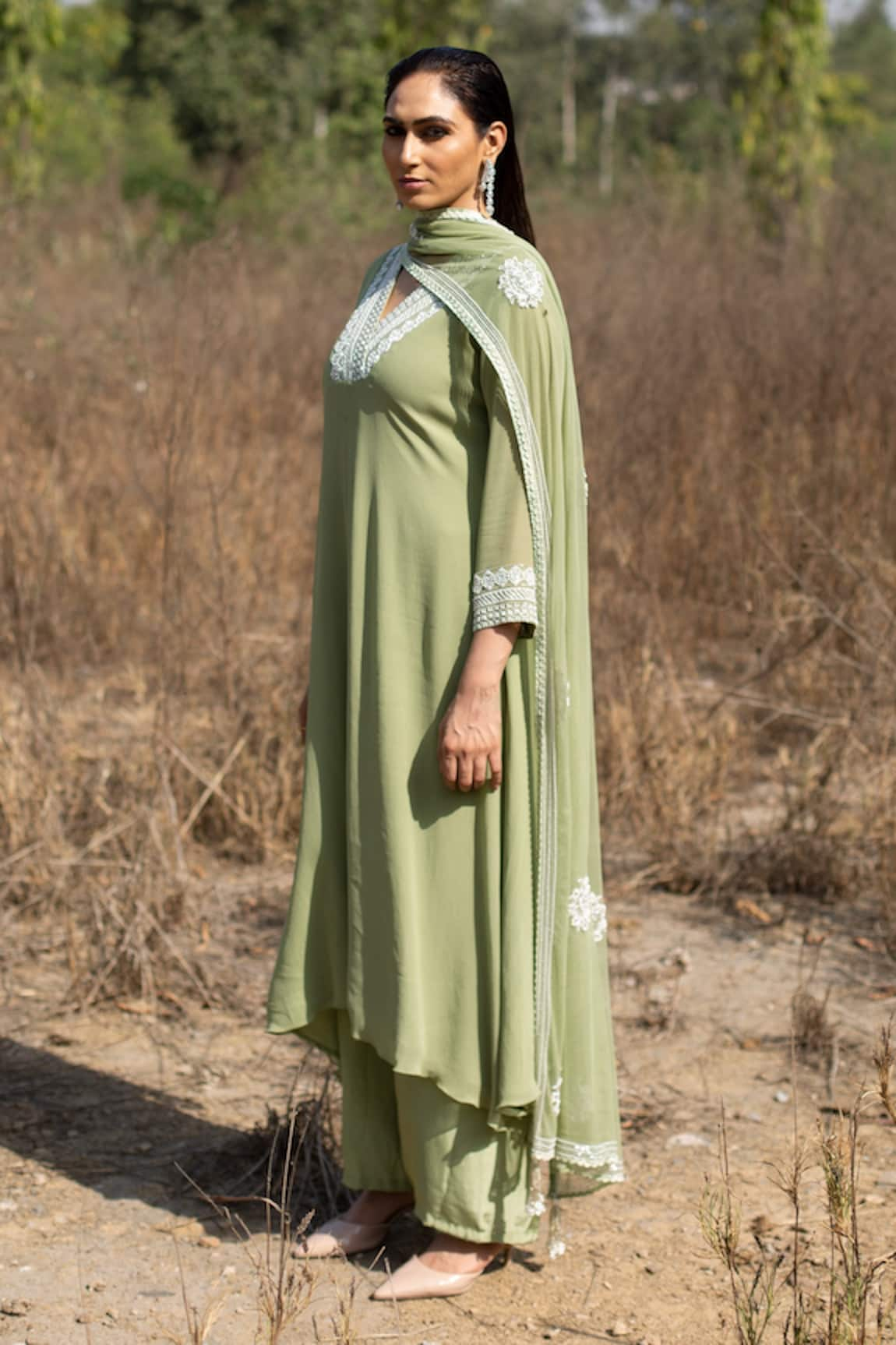 Radha Sharma Asymmetric Kurta Palazzo Set