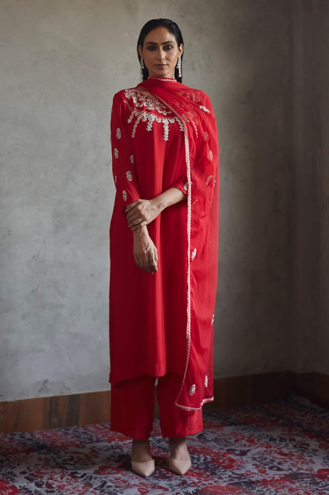 Radha Sharma Embellished Kurta Palazzo Set