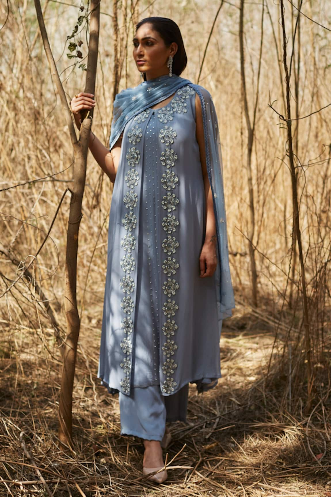 Radha Sharma Embroidered Front Slit Kurta Set