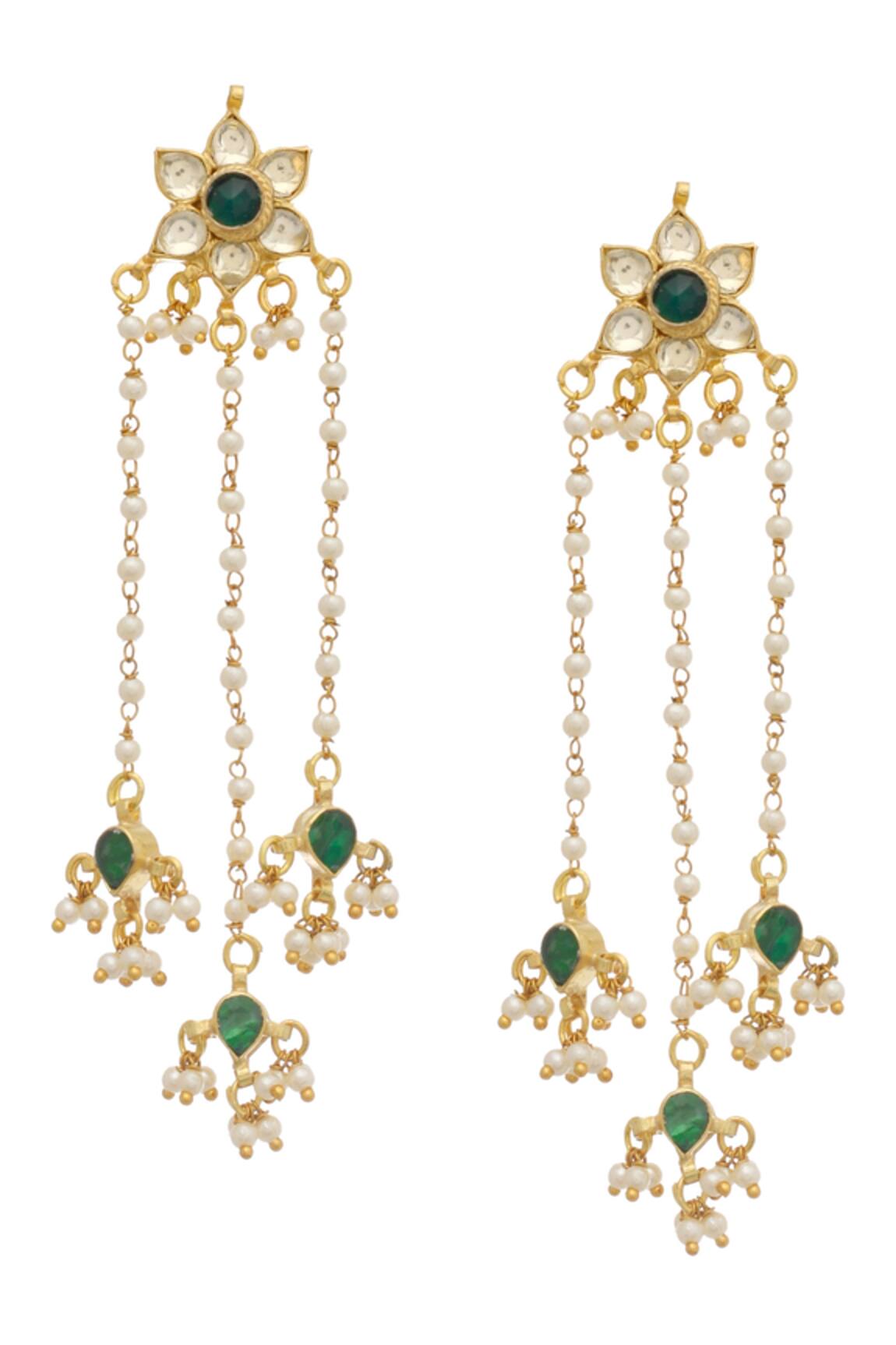 MAISARA JEWELRY Kundan Dangler Earrings 
