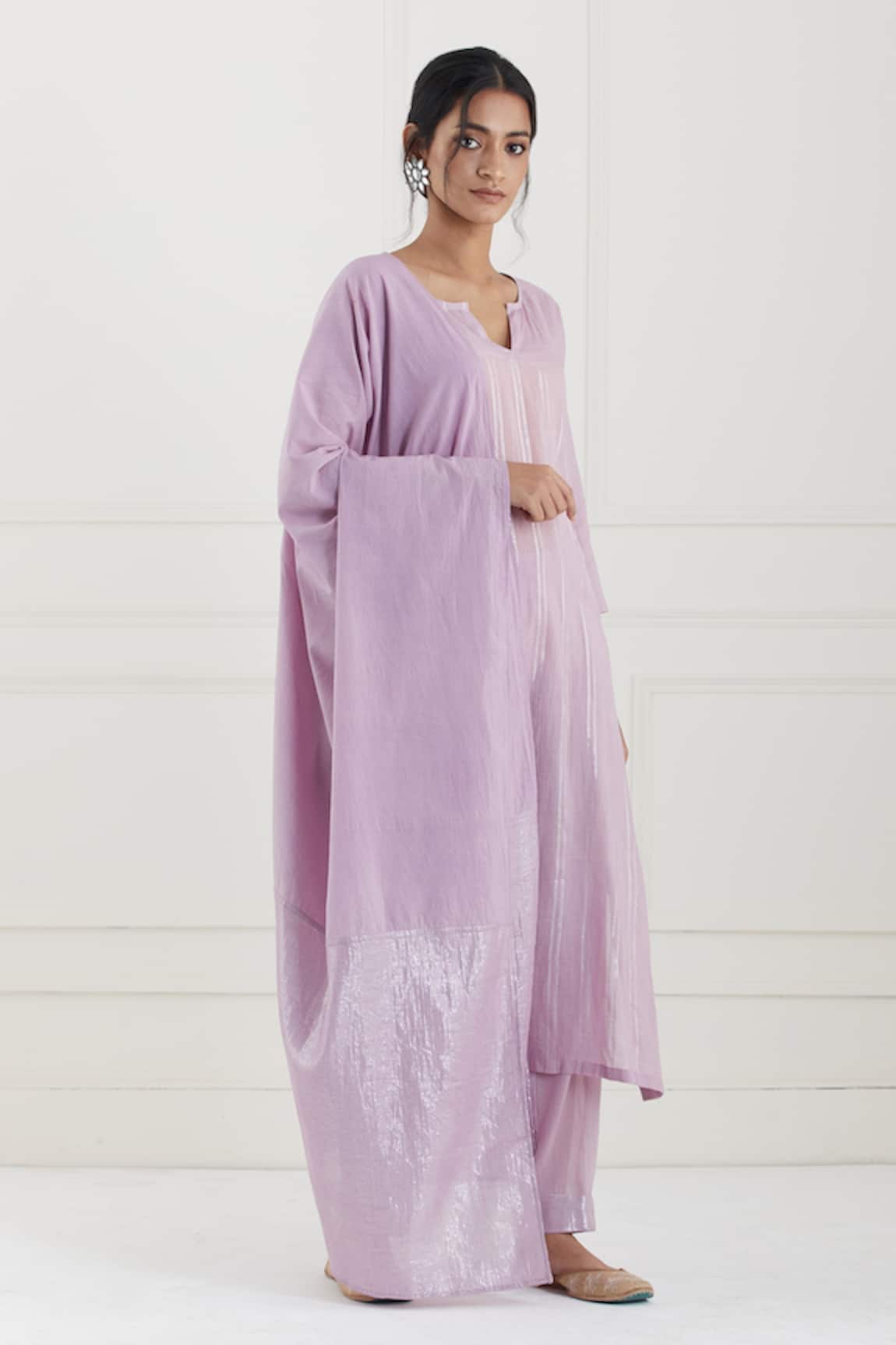 Tashee Lurex Striped Kurta Pant Set