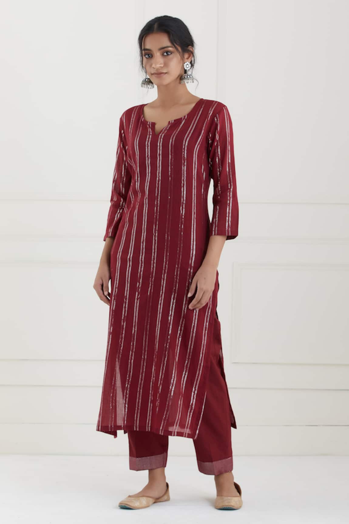 Tashee Lurex Striped Kurta Pant Set