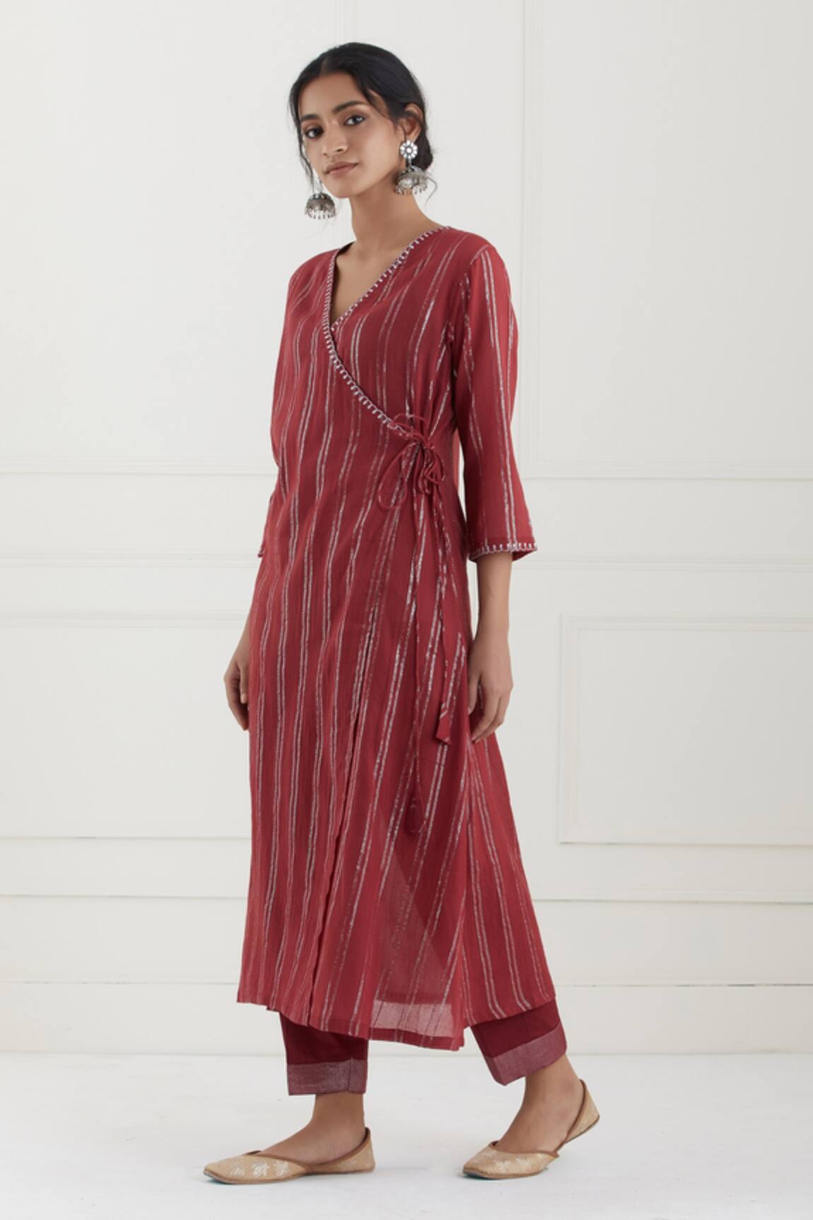 Tashee Lurex Striped Angrakha & Pant Set 