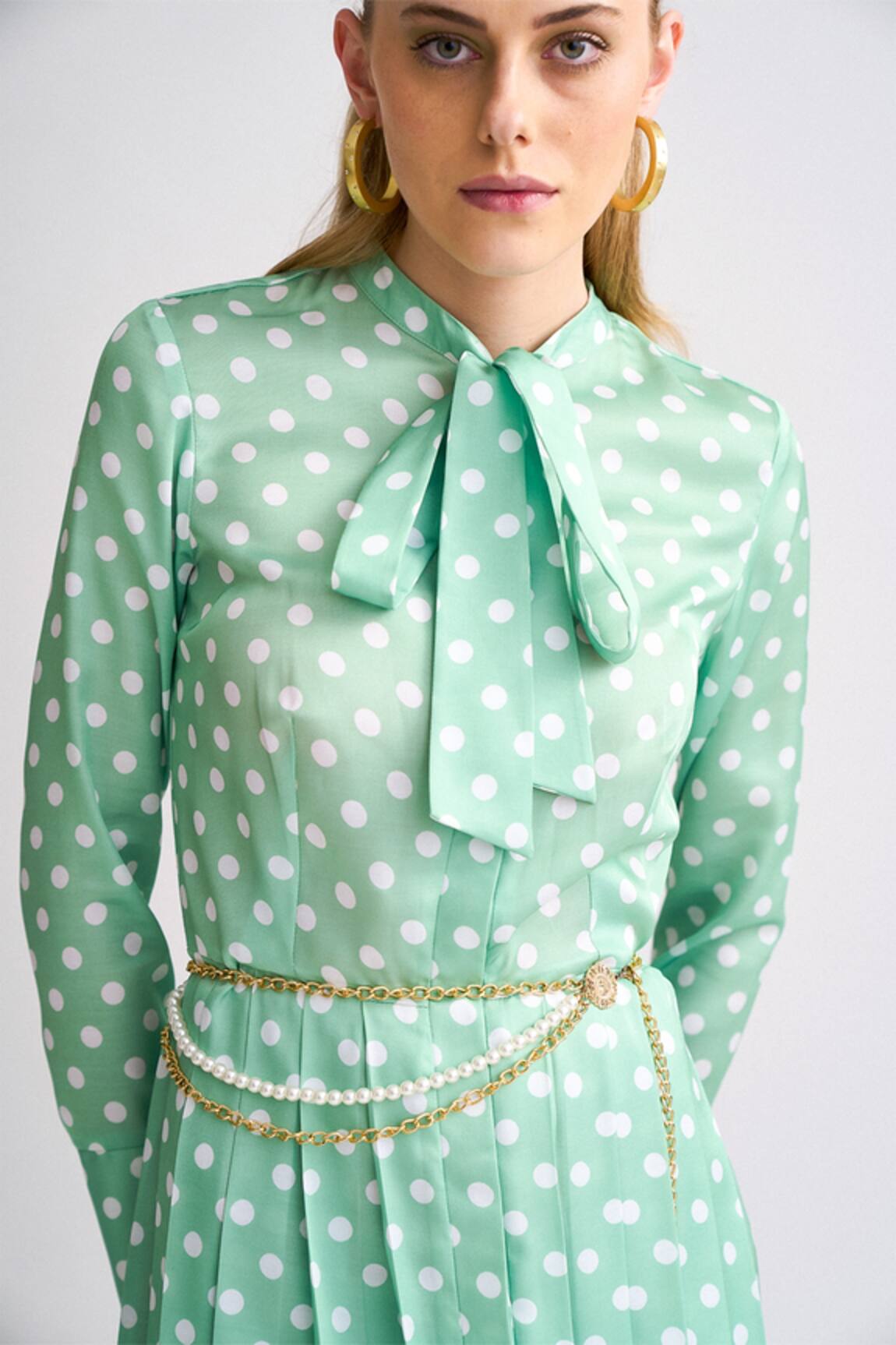 Satin polka-dot blouse - Women