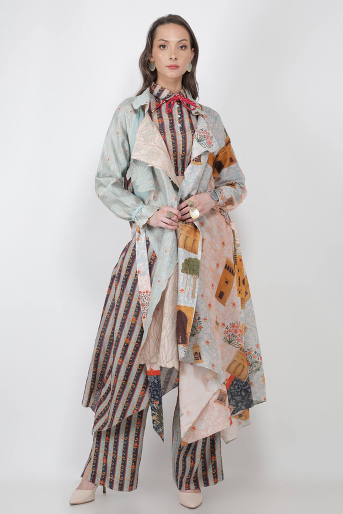 Jajaabor Printed Trench Coat 