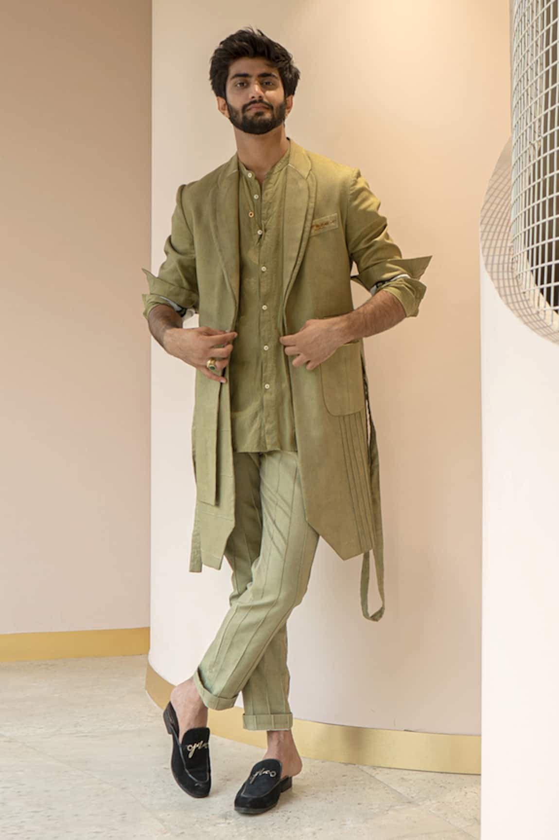 Jatin Malik Cotton Linen Jacket & Pant Set